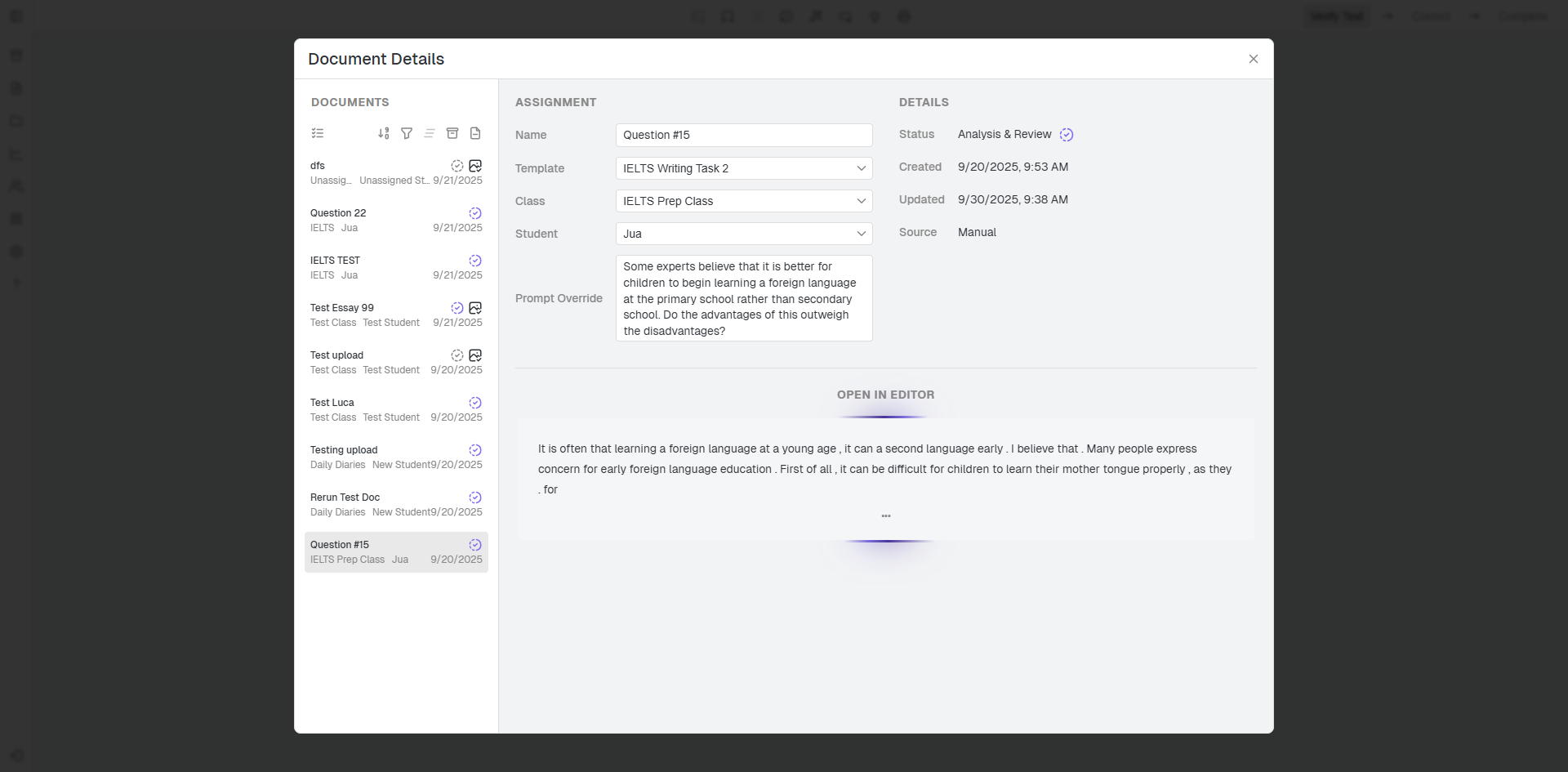 Snapgrade print preview showing polished essay annotations